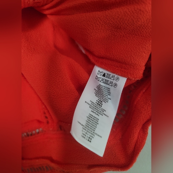 MICHAEL Michael Kors Bright Orange Short Sleeve 100% Rayon Blouse Size M - Picture 8 of 9
